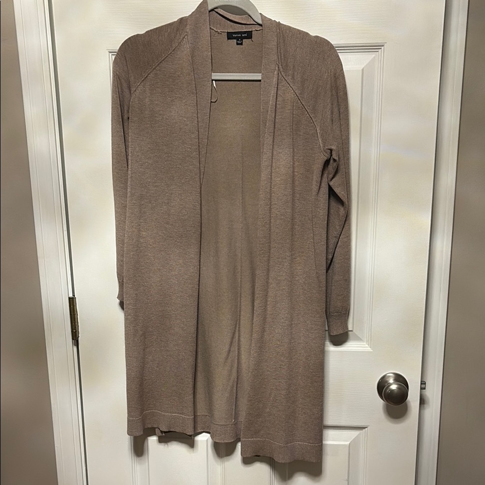 Women's Tan Open Front Cardigan